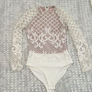 Gorgeous White/Nude Sheer BodySuit